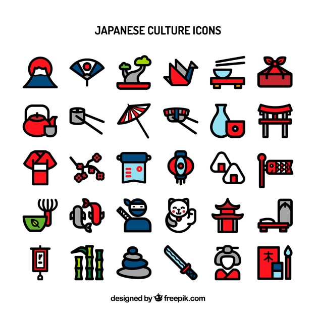 日本文化のアイコン 無料のベクター