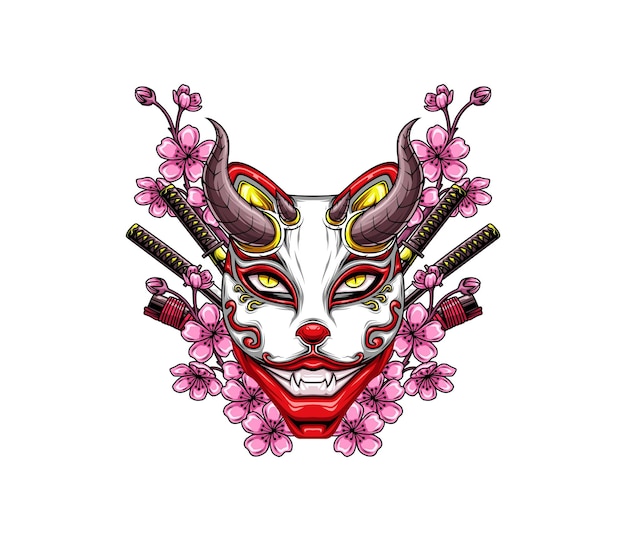 Premium Vector | Japanese demon fox mask
