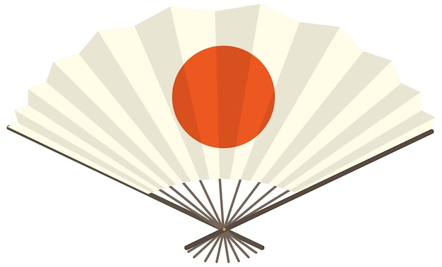 Japanese folding fan or hand fan with the red sun printed Free Vector