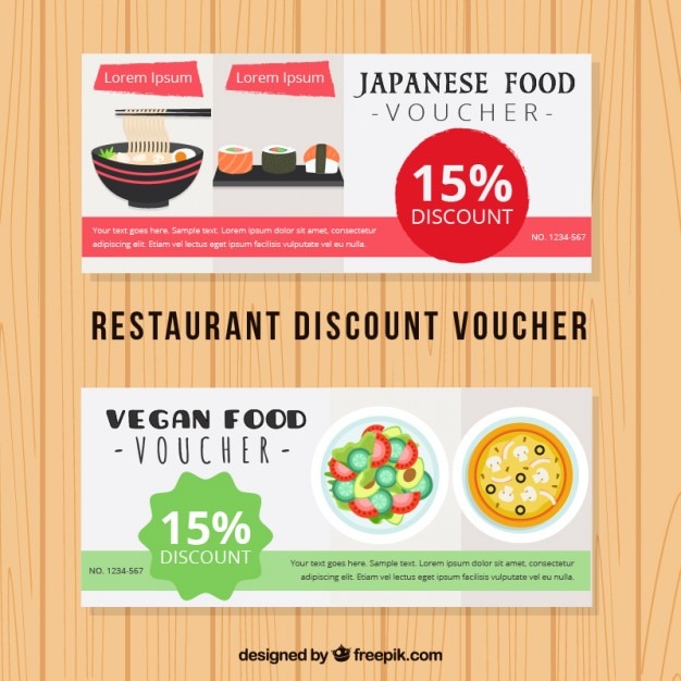 Japanese food discount voucher Vector Free Download