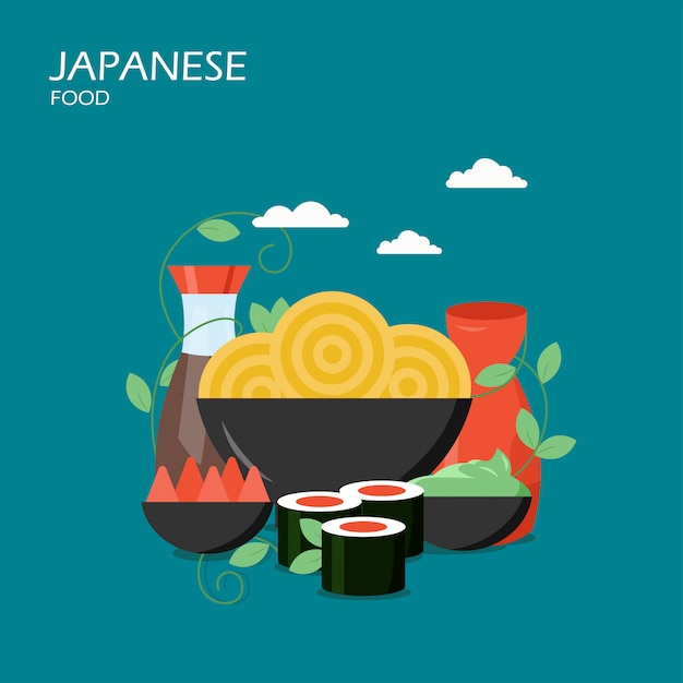 Japanese food vector flat style design illustration | Premium Vector