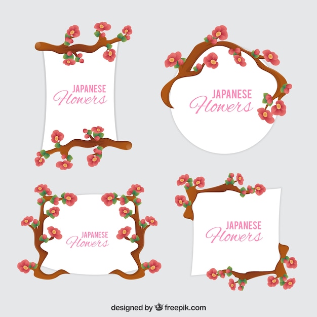 Japanese frame with beautiful flowers Vector | Free Download