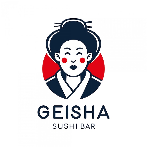 Japanese geisha vector logo illustration Premium Vector