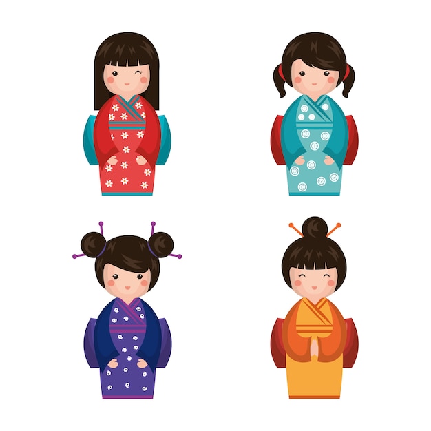 Premium Vector | Japanese girl doll icon vector illustration design