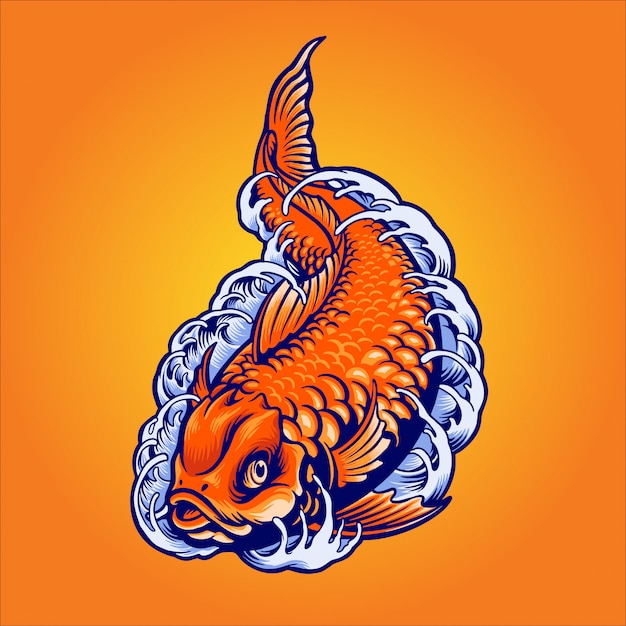 日本金魚イラスト プレミアムベクター