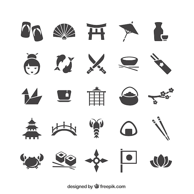 Japanese Icons Collection Vector Free Download