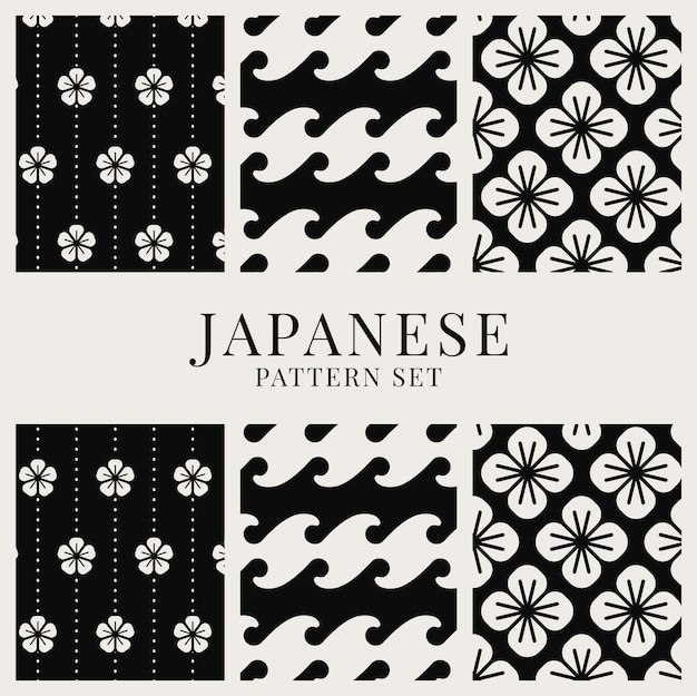 Japanese-inspired pattern vector set Free Vector