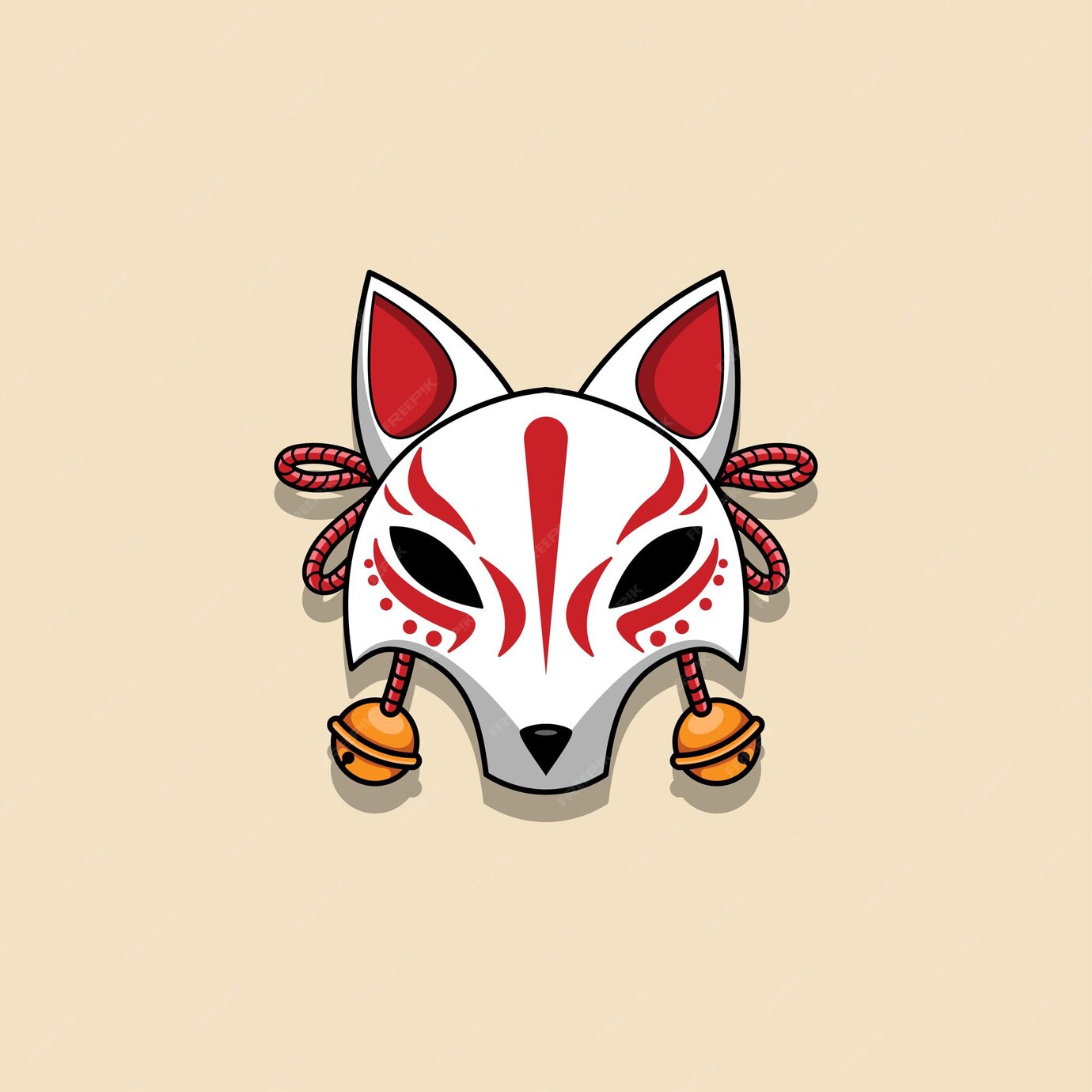 Premium Vector | Japanese kitsune mask vector illustration