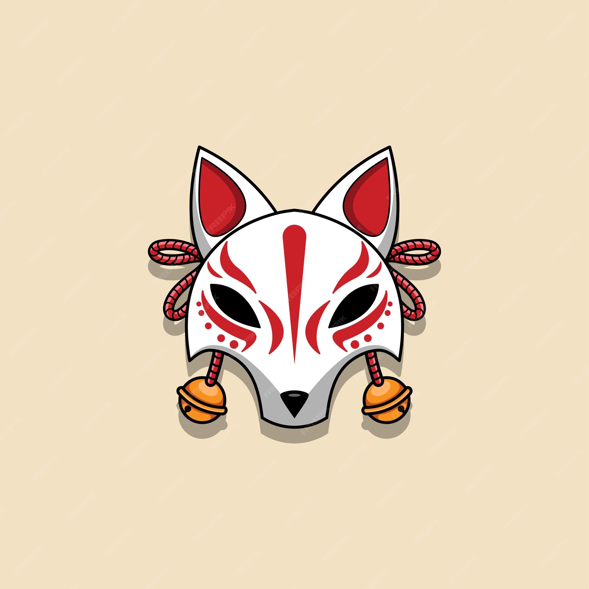 Premium Vector | Japanese kitsune mask vector illustration