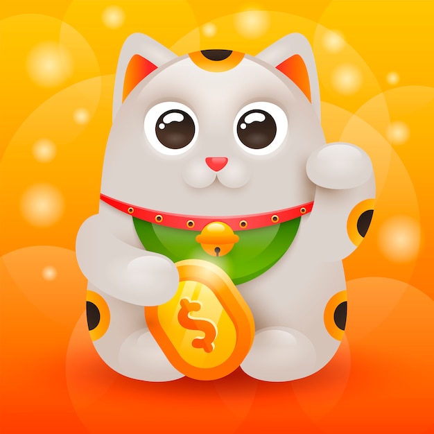 Japanese lucky cat maneki neko | Premium Vector