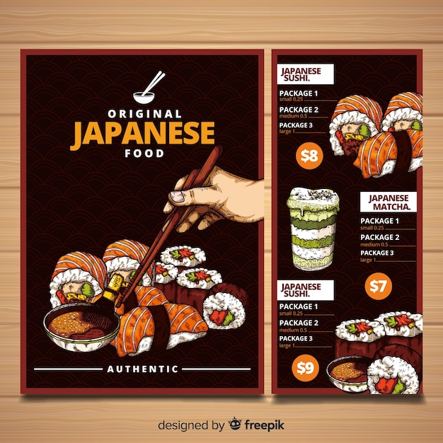 Japanese menu template Free Vector