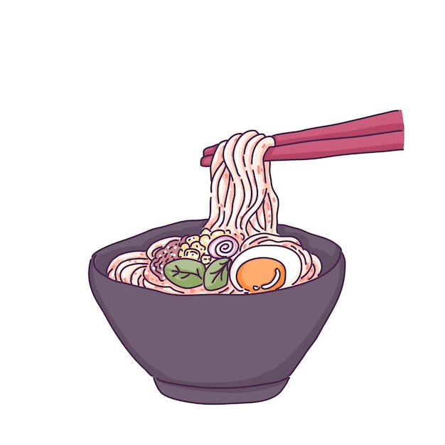 日本の麺のイラスト プレミアムベクター