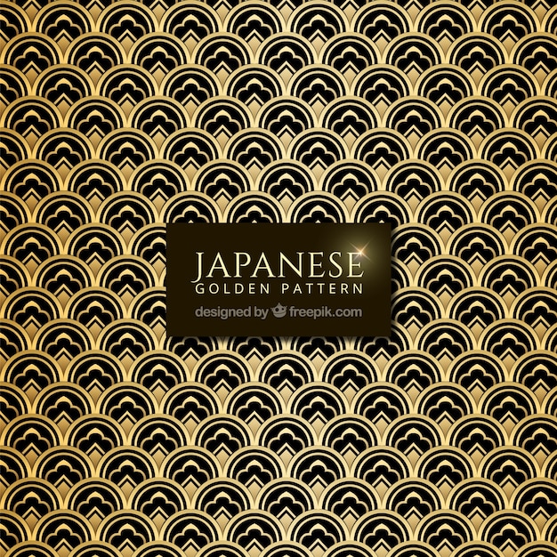 Download Vector Japanese Pattern With Golden Abstract Shapes Vectorpicker