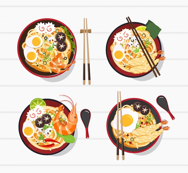 Premium Vector Japanese Ramen On A Bowl Noodle Soup In Chinese Bowl