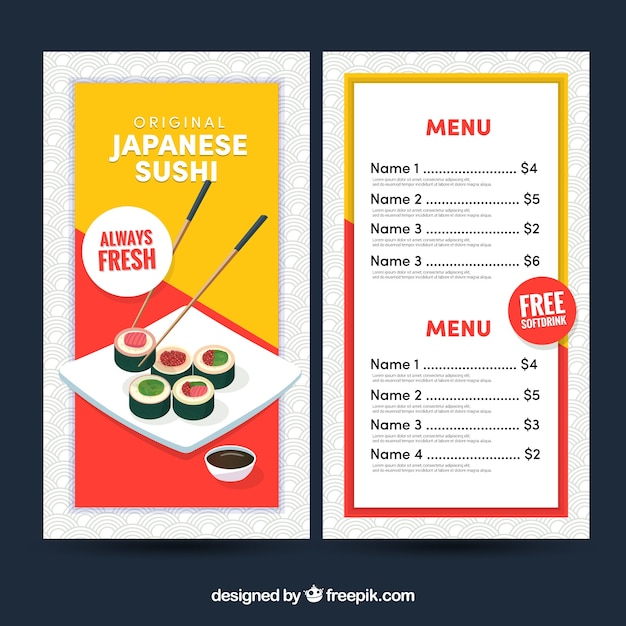 Free Vector Japanese restaurant menu template