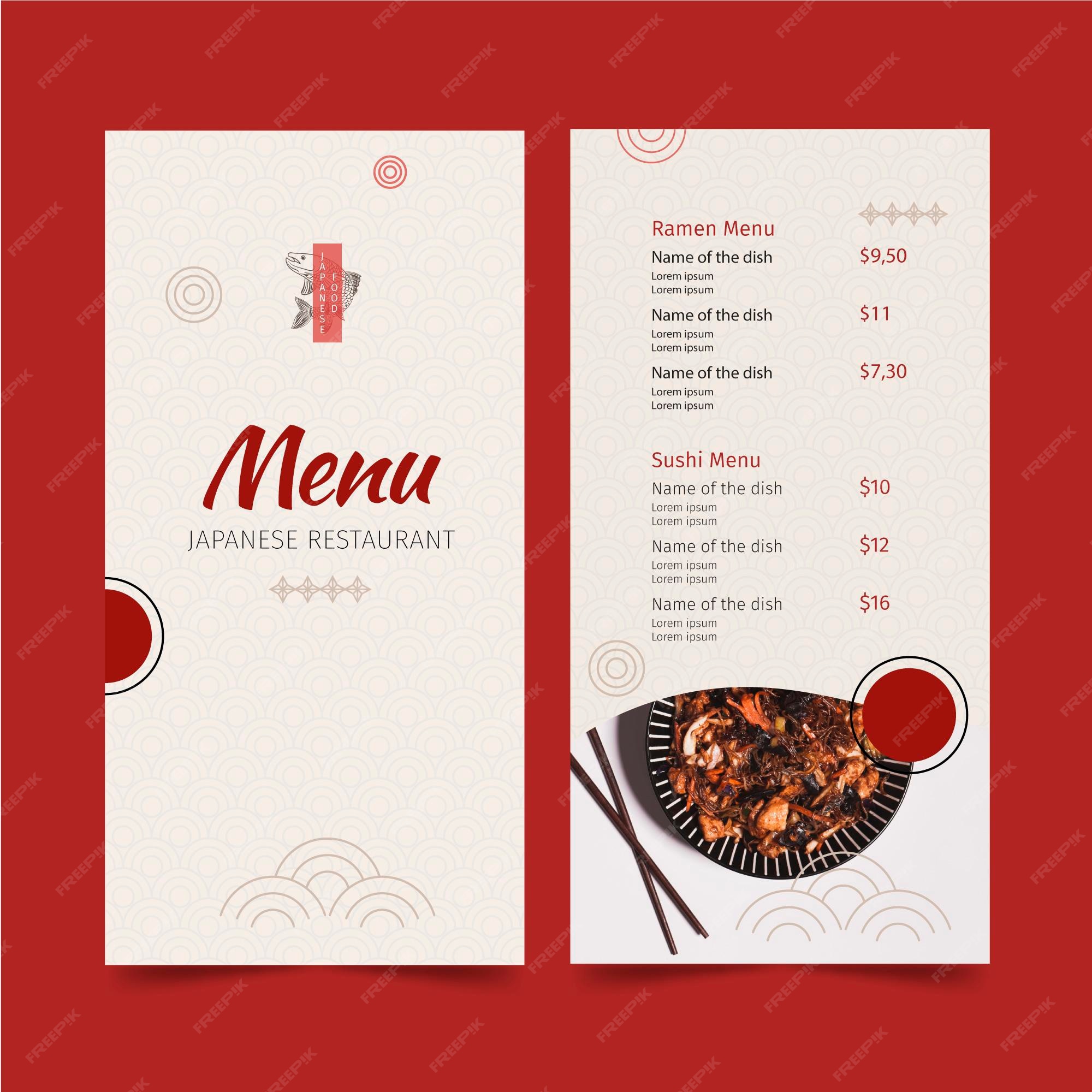 Premium Vector Japanese restaurant menu template