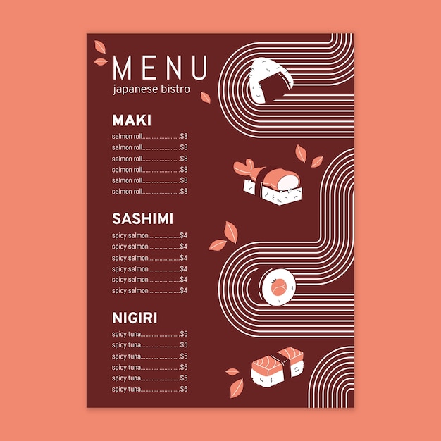 Free Vector Japanese restaurant menu template