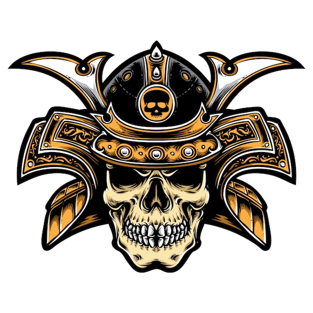 Japanese skull samurai | Premium Vector