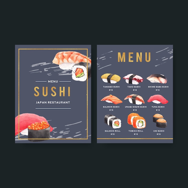 Free Vector Japanese Sushi Collection For Restaurant Menu
