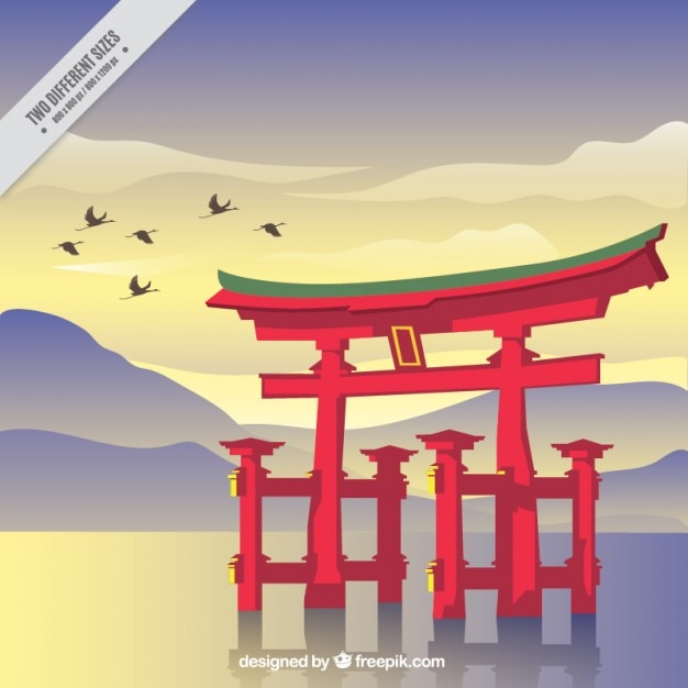 Japanese temple landscape | Free Vector