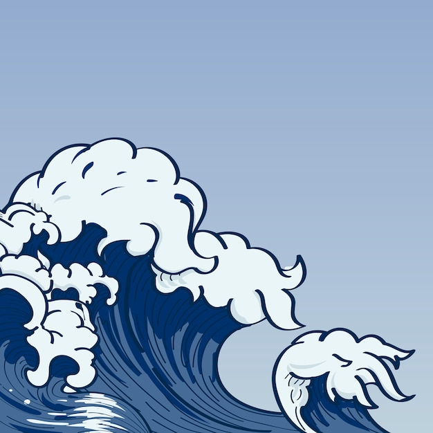 Free Vector | Japanese wave doodle