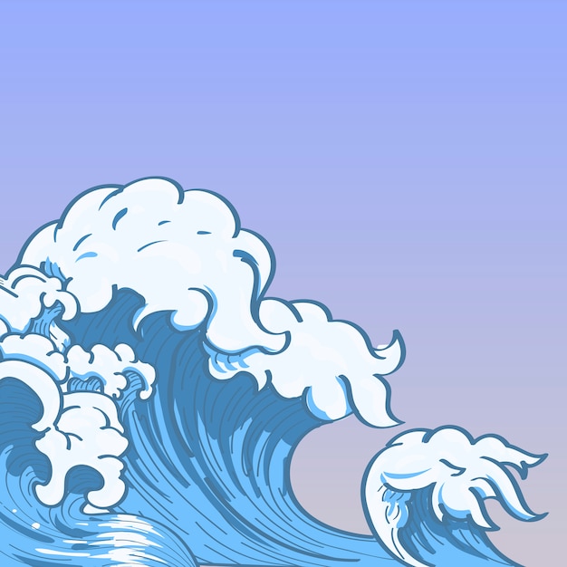Free Vector | Japanese wave doodle