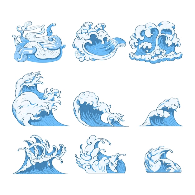 Free Vector | Japanese wave doodles