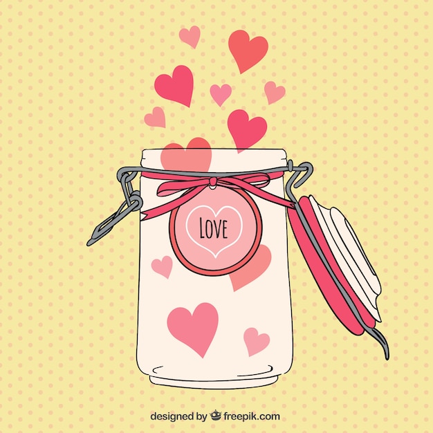Jar with hearts | Free Vector