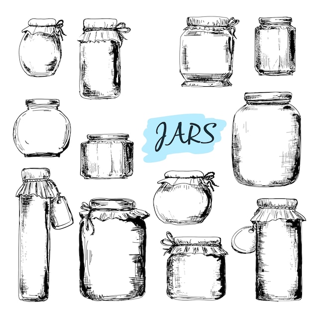 Premium Vector Jars. set of drawings