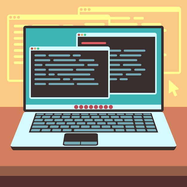 Java code on laptop screen. Vector | Premium Download