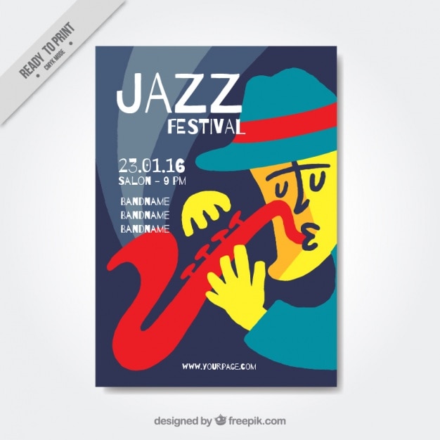 Jazz Festival Colorful Brochure Vector 