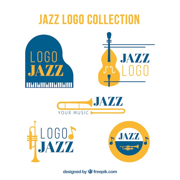 Premium Vector Jazz Logo Collection With Flat Design