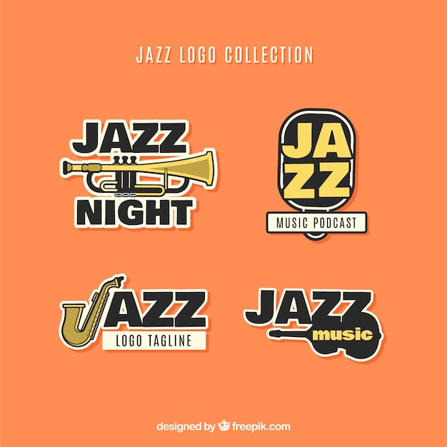 Jazz Logos Collection In Flat Style Free Vector