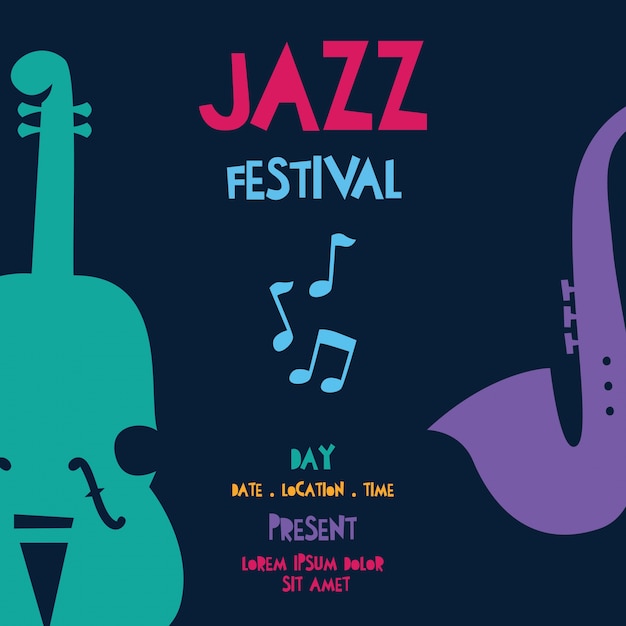 Premium Vector | Jazz music festival poster and banner design template