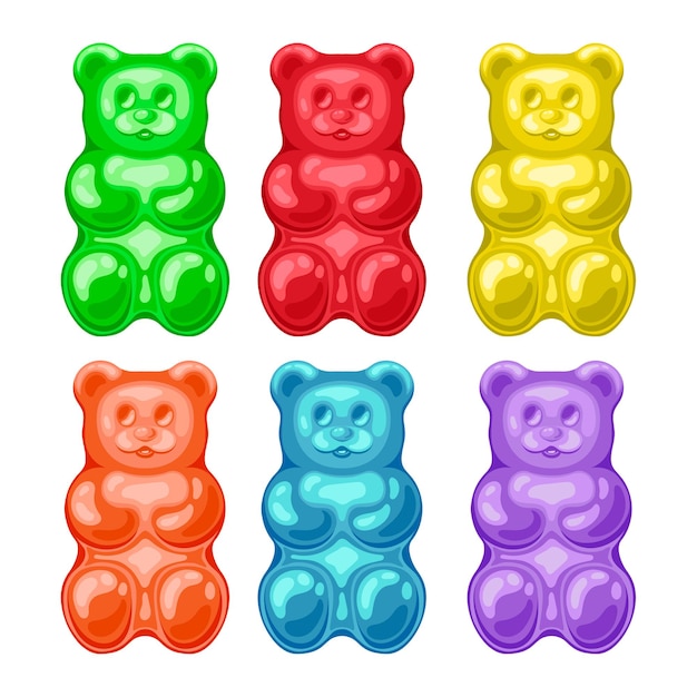 Premium Vector | Jelly bears of different colors isolated on white