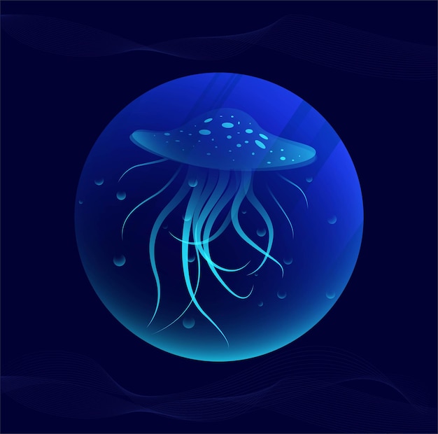 Premium Vector | Jellyfish inside bubble vector illustration background