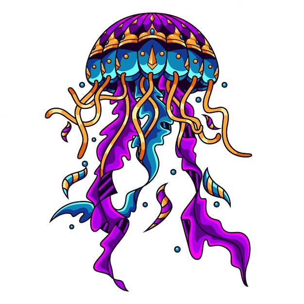 Download Premium Vector | Jellyfish mandala zentangle illustration ...