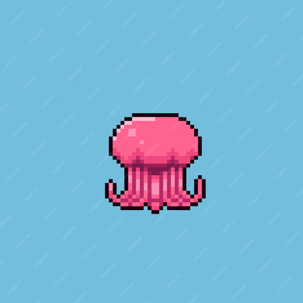 Premium Vector | Jellyfish in pixel art style