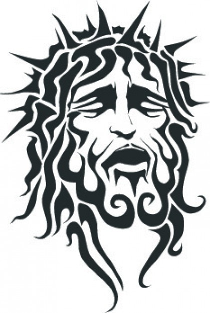Jesus suffering face with sharp crown