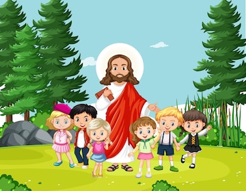 Free Vector | Jesus with children in the park