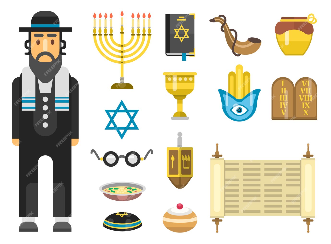 Premium Vector | Jew icons set.