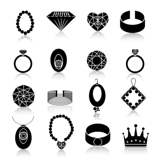 Premium Vector | Jewelry icon set black