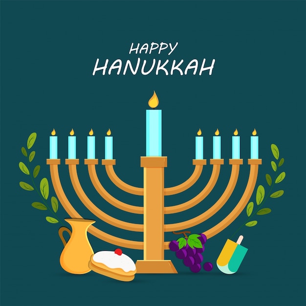 Premium Vector | Jewish holiday hanukkah with menorah (traditional ...