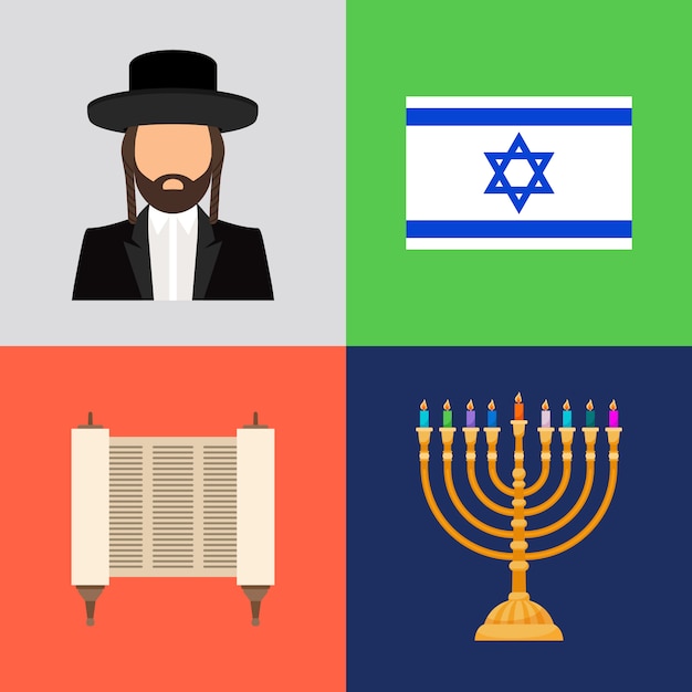 Premium Vector | Jewish and judaism symbols