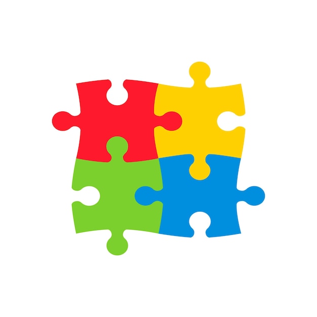 Premium Vector | Jigsaw puzzle vector, colored simple templates 2x2 ...