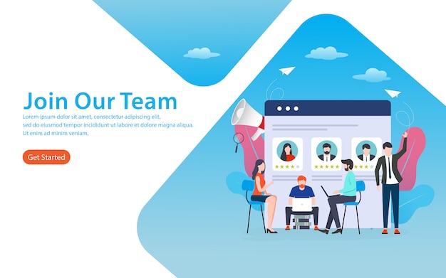 Join our team landing page Premium Vector