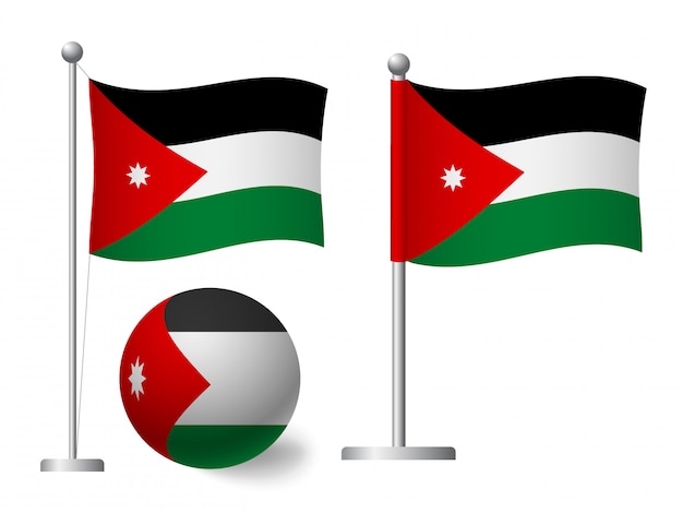 Download Jordan flag on pole and ball icon | Premium Vector