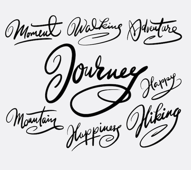 Premium Vector | Journey and moment handwriting calligraphy