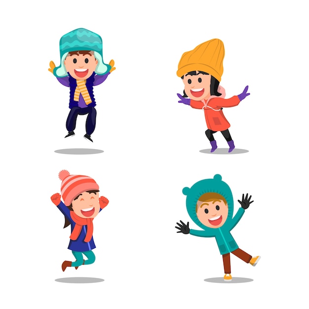 premium-vector-joyful-expressions-of-children-in-winter-clothes