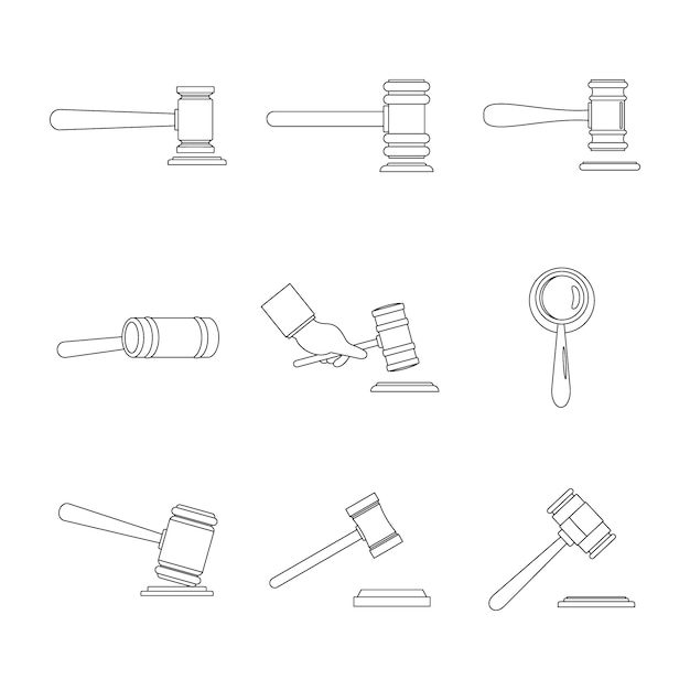 Judge hammer icons set Vector | Premium Download